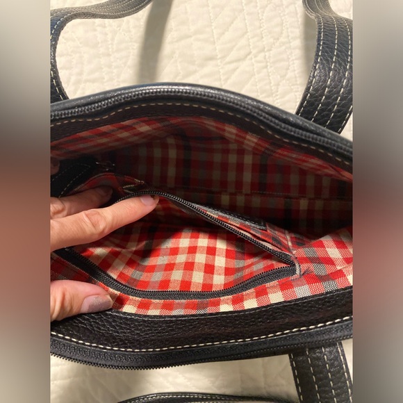 Vintage Brighton Black Pebbled Leather Shoulder Bag - Plaid Lined - Picture 8 of 15